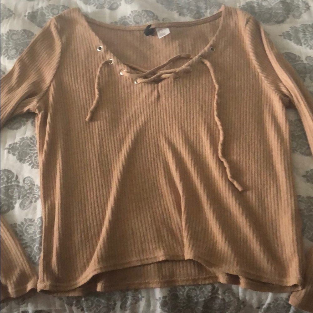 Tan Tie Up sweater top